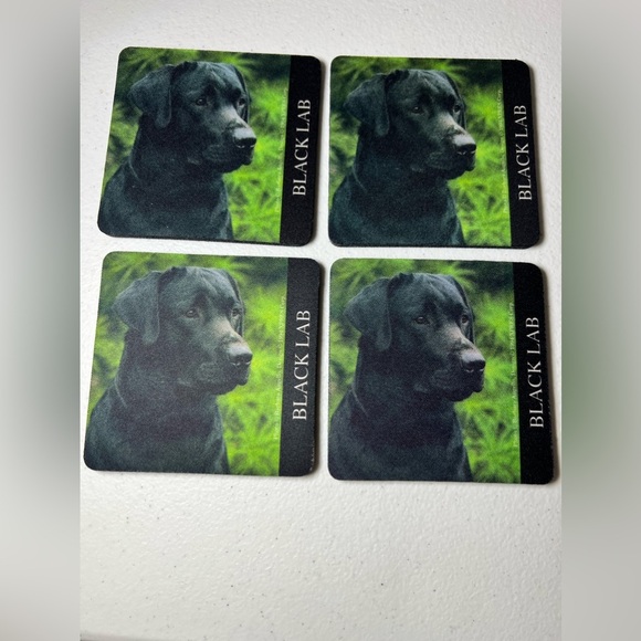 VTG Xpres Black Labrador Coasters Box Of 4 Barbara Augello Non-Skid Rubber - Picture 7 of 9